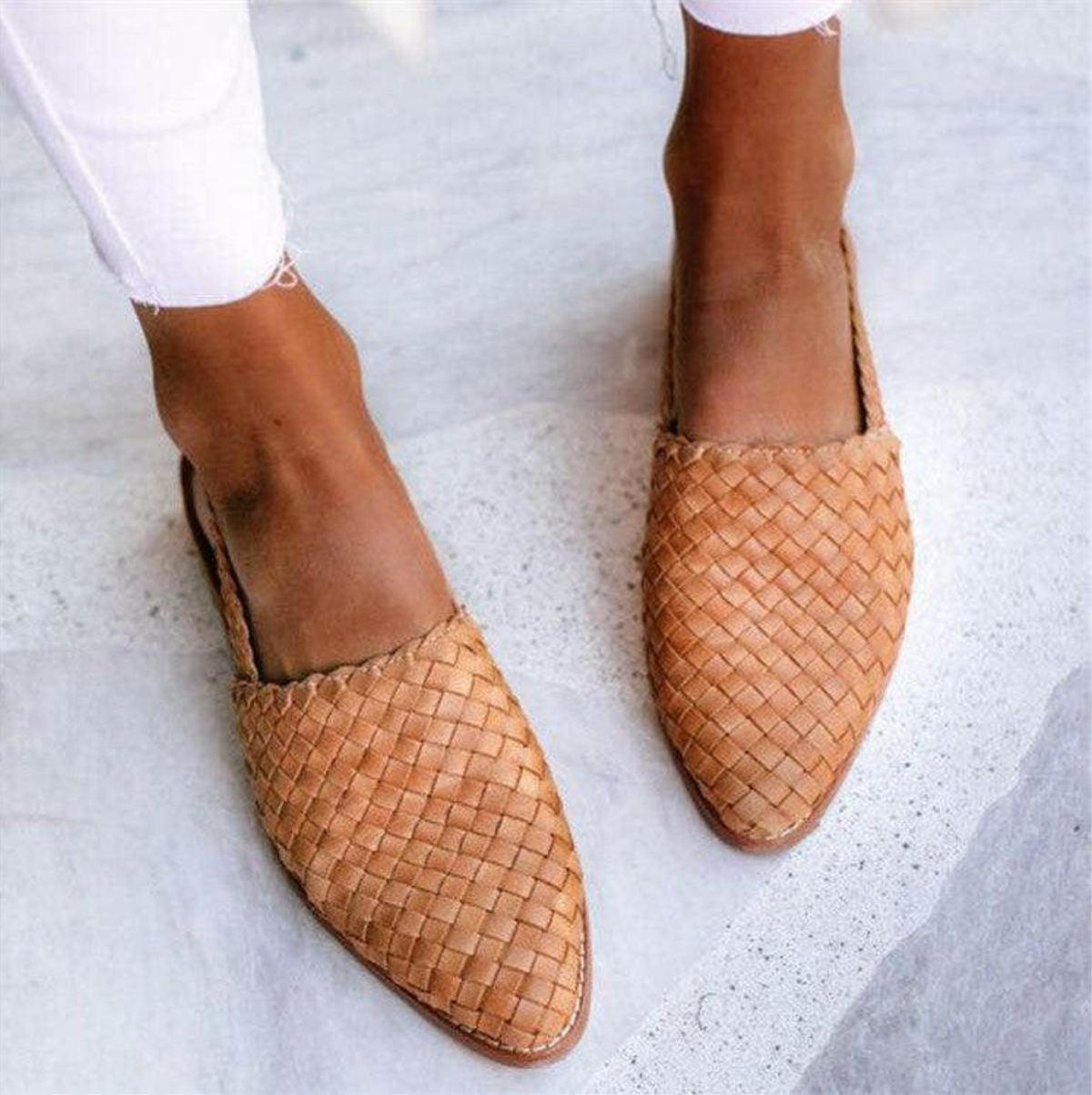 Braune Geflochtene Slipper EB