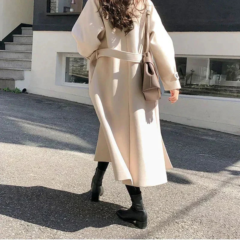 EB | Langer Gürtelt trenchcoat - Elegante Winteroberbekleidung