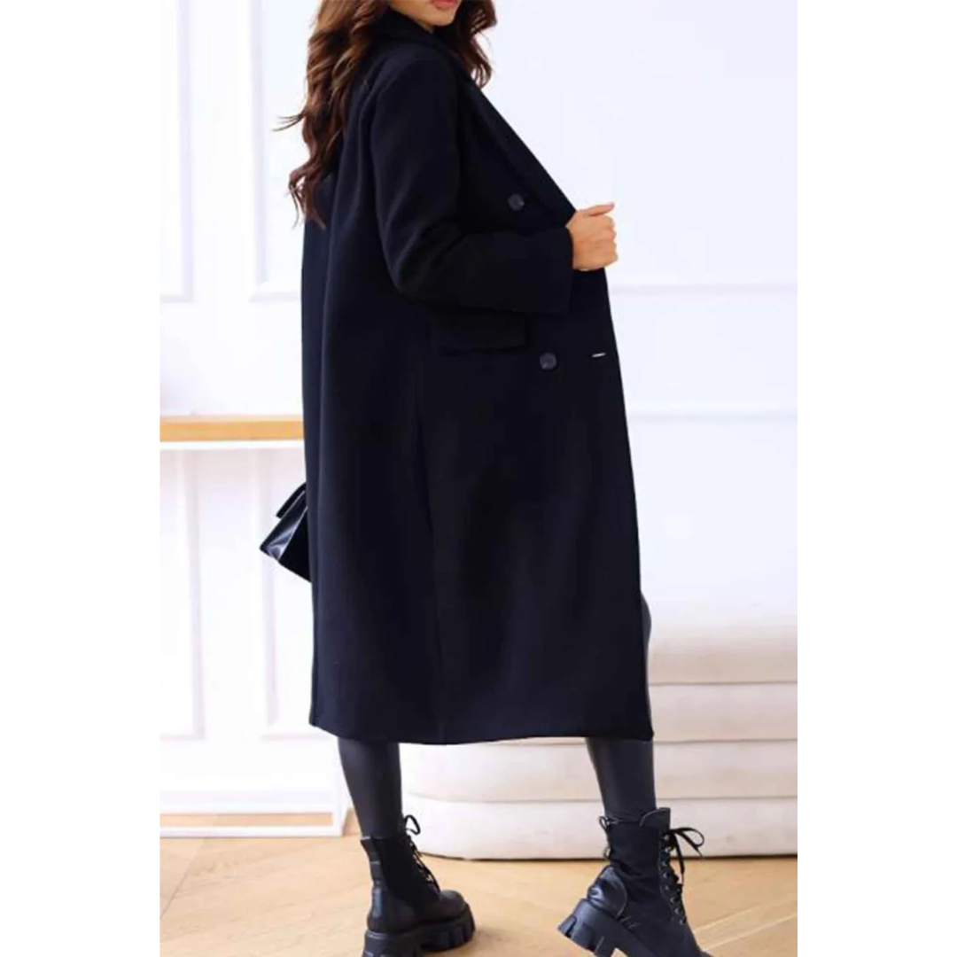 EB | Langmantel Oversized Fit Wollqualität Doppelt Geknöpft Klassische Details