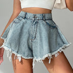 EB | Jeansshorts mit Distressed-Saum für Damen