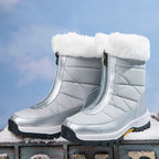 Bequeme rutschfeste Pelz-Schnürstiefel mit Reißverschluss EB