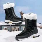 Bequeme rutschfeste Pelz-Schnürstiefel mit Reißverschluss EB