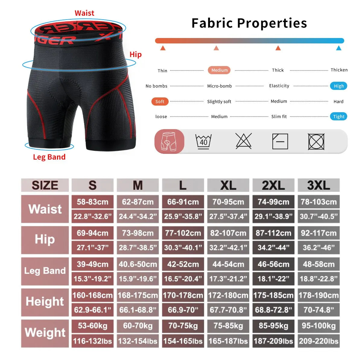 Atmungsaktive Mesh-Radhose mit Gel-Polsterung für Herren