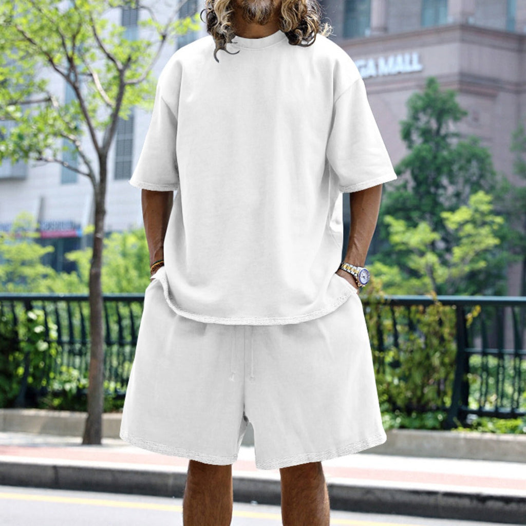 EB | Lockeres T-Shirt Shorts einfarbiges Set