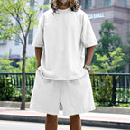 EB | Lockeres T-Shirt Shorts einfarbiges Set