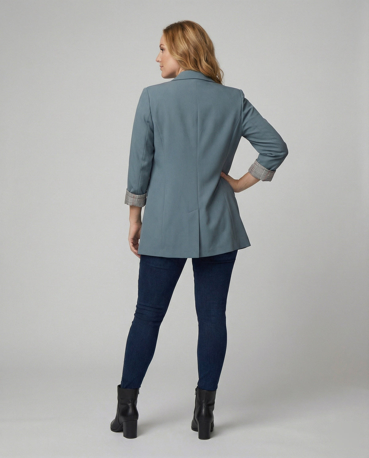 Damen Doppelreihiger Blazer mit kontrastierenden Ärmelaufschlägen EB