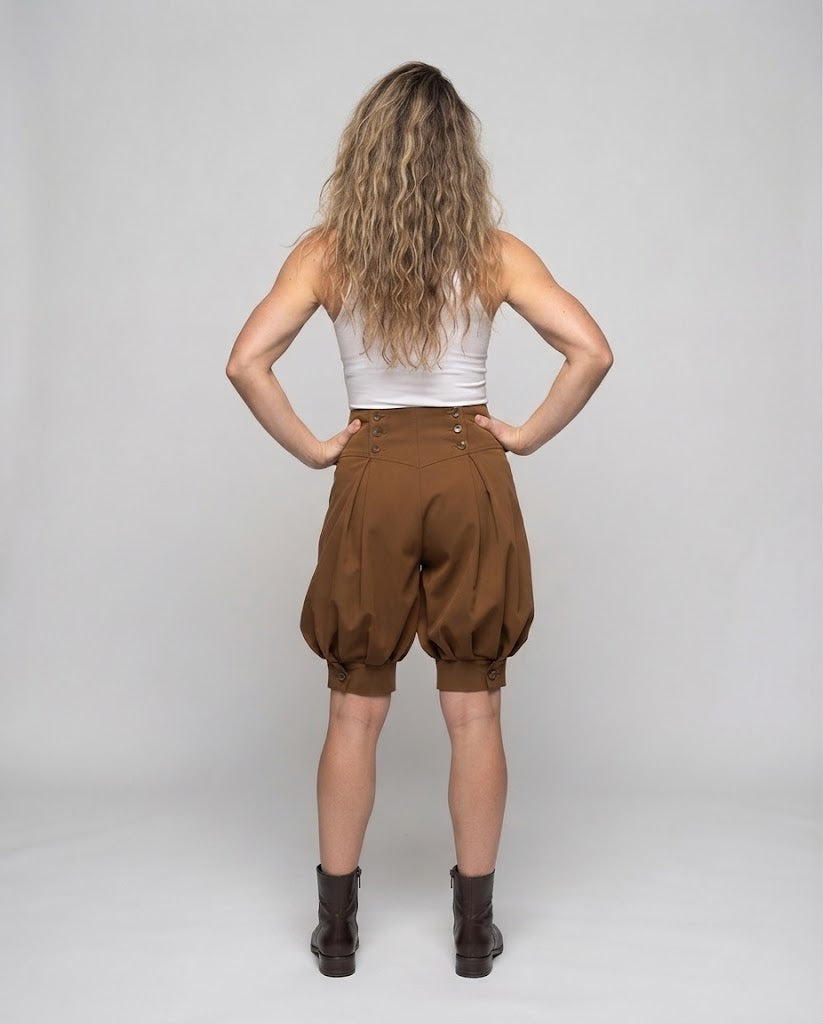 Elegante Damen-Ballonshorts mit Doppelknopf-Detail