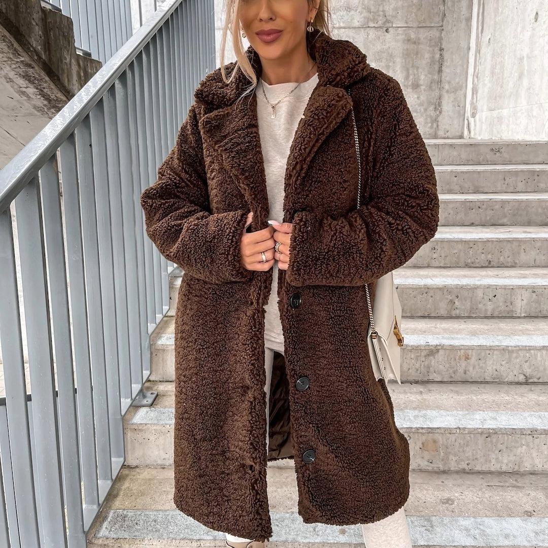 EB | Damen Oversized Teddy Langmantel