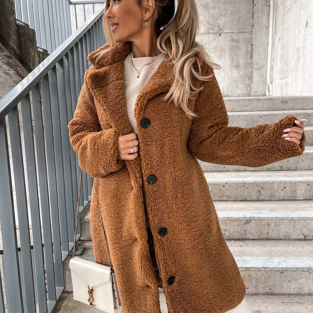 EB | Damen Oversized Teddy Langmantel