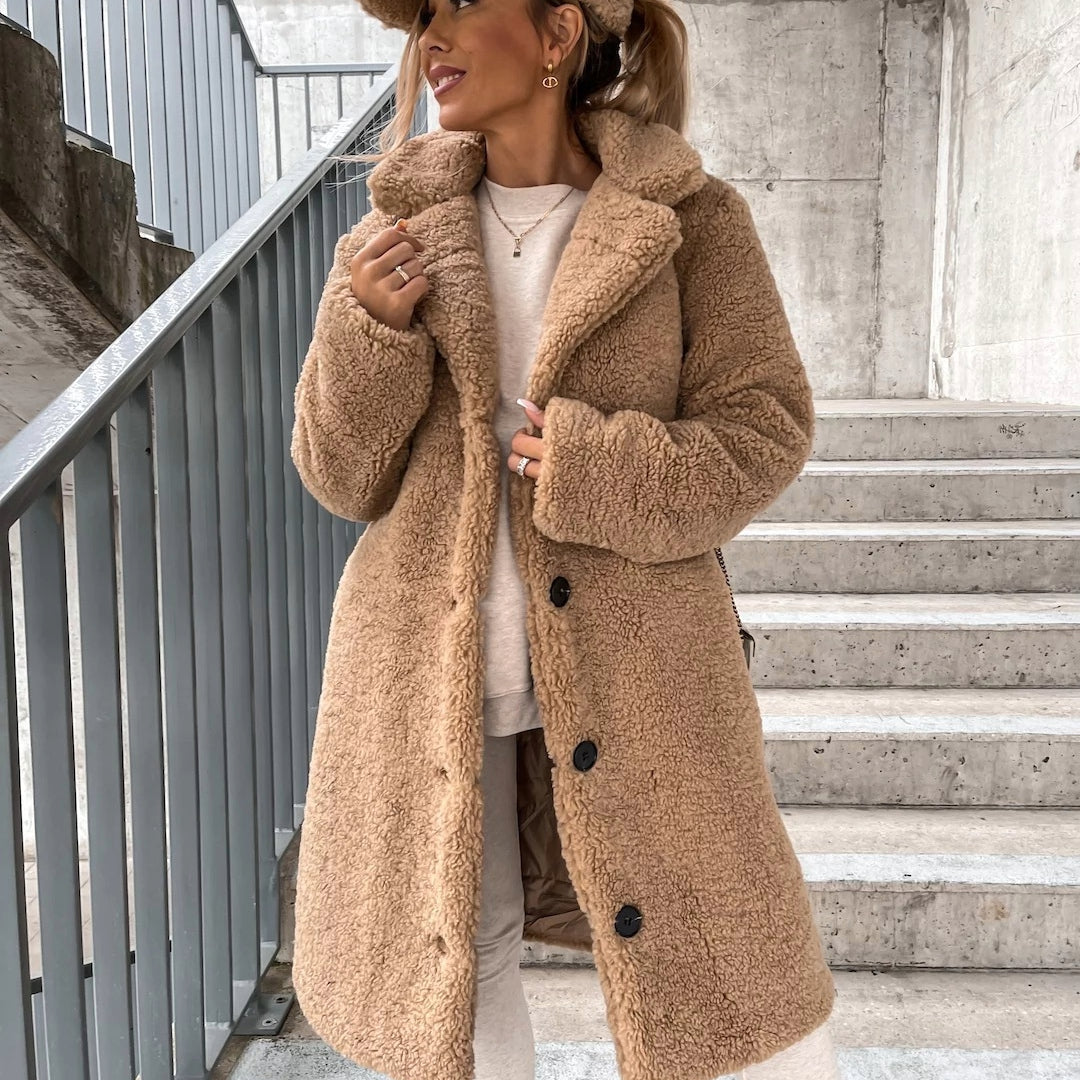 EB | Damen Oversized Teddy Langmantel