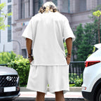 EB | Lockeres T-Shirt Shorts einfarbiges Set