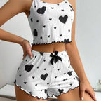 EB | Liebe Bedruckte Hosenträger Shorts Pyjama Set