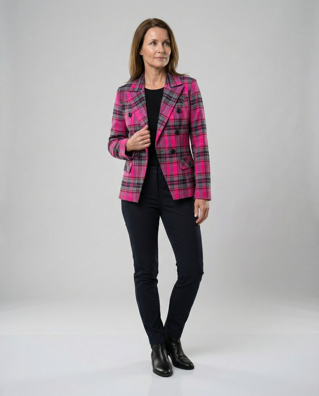 Damen Karierter Blazer mit modernem Schnitt