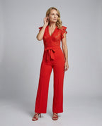 Damen Jumpsuit Spitze elegant weit