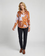 Satinbluse Mit Pinselprint Damen