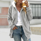 EB | Kapuzenmantel - Teddy-Fleece - Oversized Fit - Reißverschluss - Lässig Warm