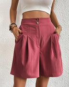 EB - Hoch taillierte Damen Shorts mit weitem Schnitt