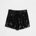 EB | Pailletten Shorts Hohe Taille Oring Reißverschluss Front Bodycon