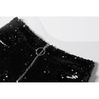 EB | Pailletten Shorts Hohe Taille Oring Reißverschluss Front Bodycon