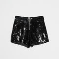 EB | Pailletten Shorts Hohe Taille Oring Reißverschluss Front Bodycon