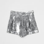 EB | Pailletten Shorts Hohe Taille Oring Reißverschluss Front Bodycon