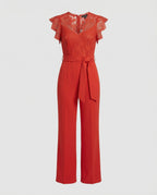 Damen Jumpsuit Spitze elegant weit