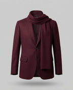 Damen elegante Blazerjacke mit abnehmbarem Schal