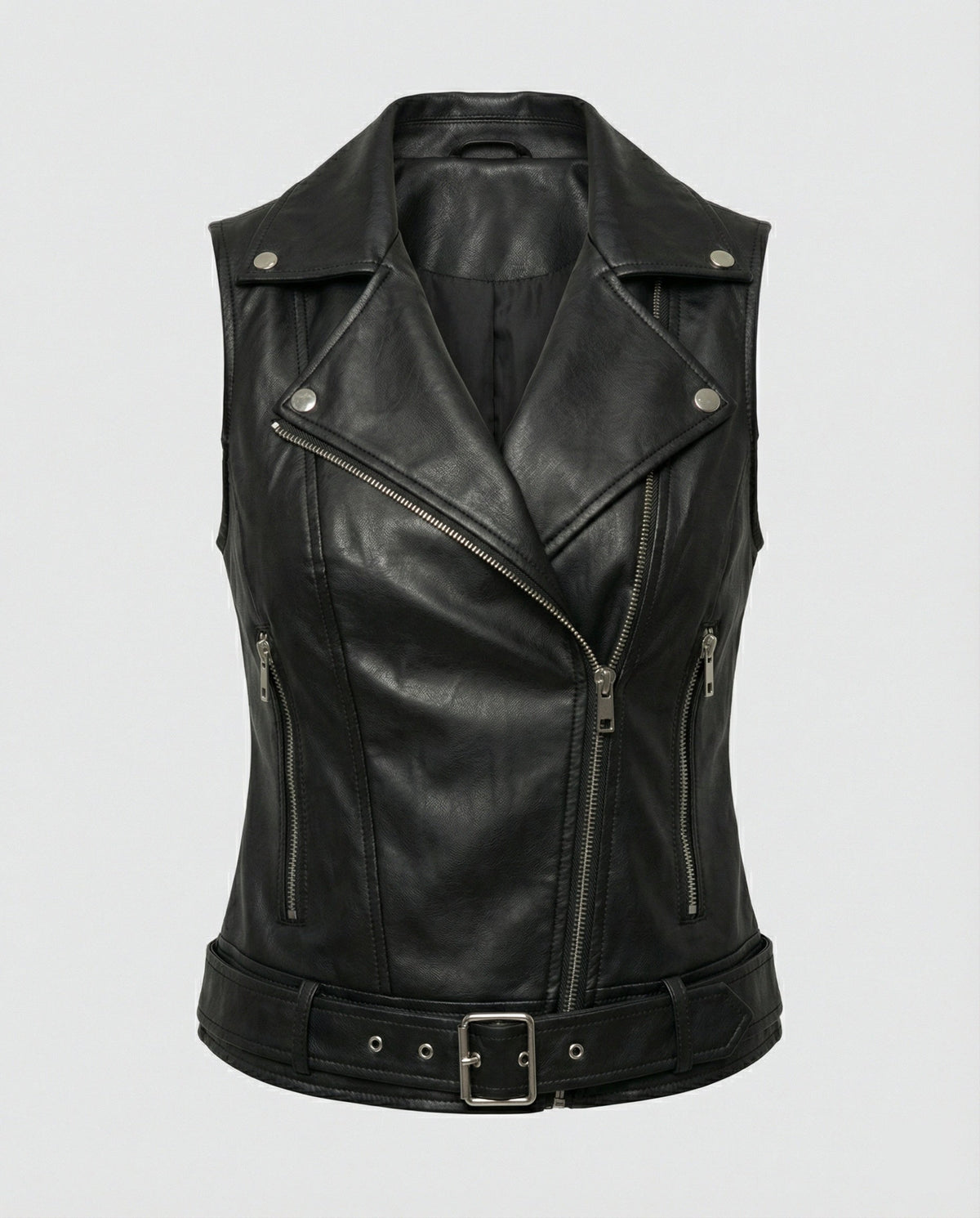 Damen Kunstleder Bikerjacke mit Gürtel