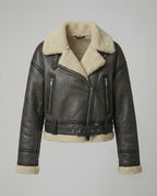 Damen Kunstlederjacke mit Kunstfellkragen