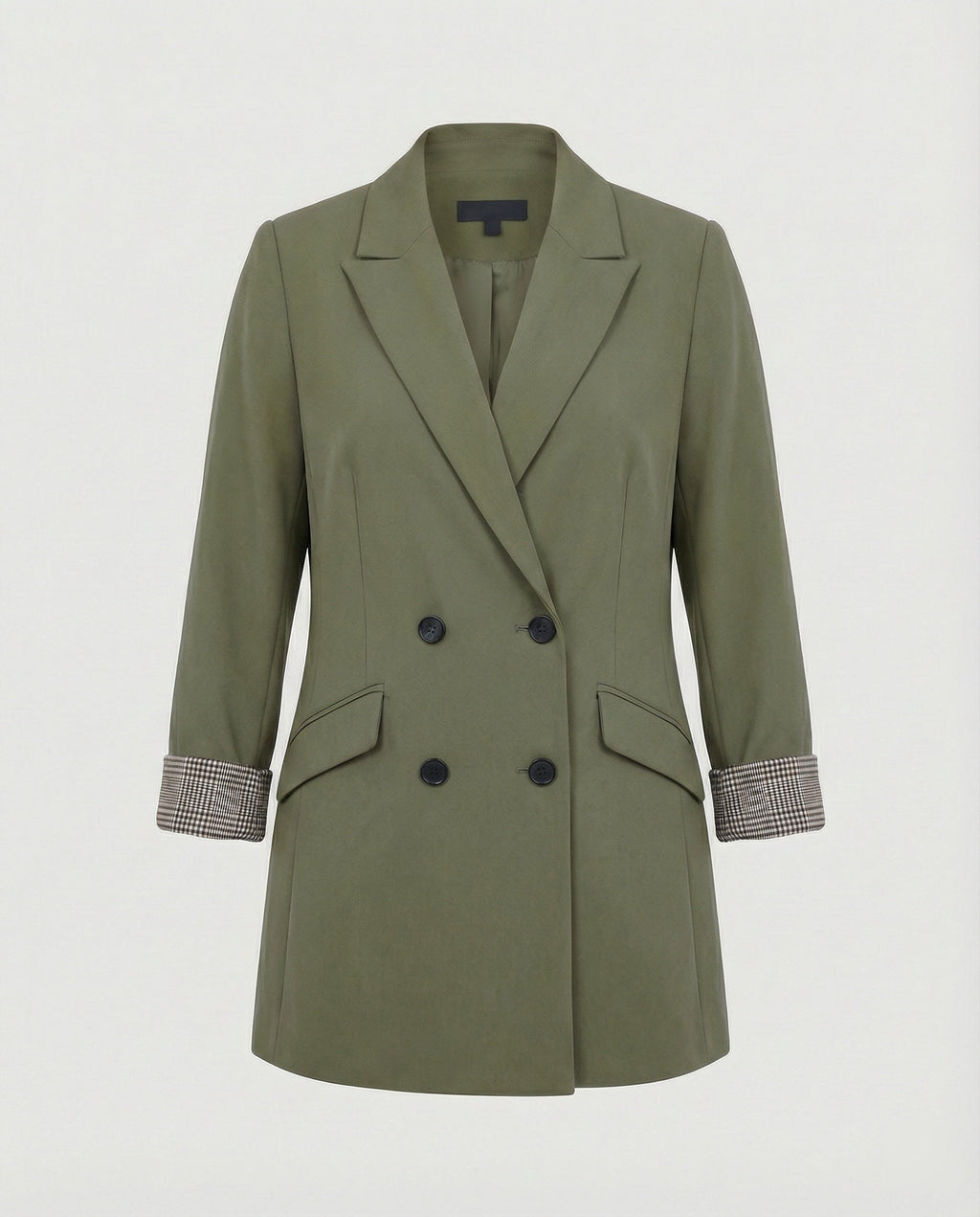 Damen Doppelreihiger Blazer mit kontrastierenden Ärmelaufschlägen EB