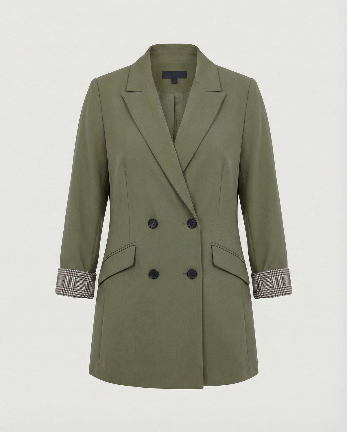 Damen Doppelreihiger Blazer mit kontrastierenden Ärmelaufschlägen EB