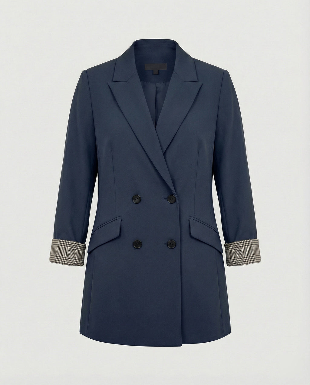 Damen Doppelreihiger Blazer mit kontrastierenden Ärmelaufschlägen EB