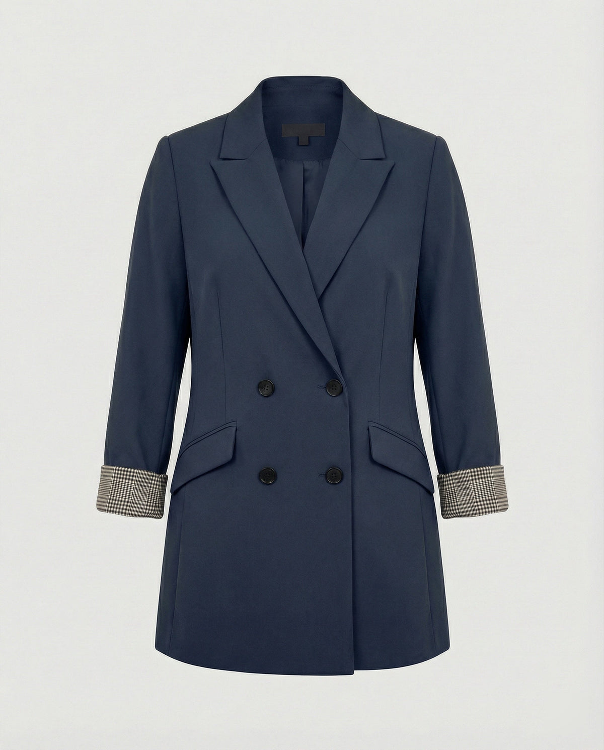 Damen Doppelreihiger Blazer mit kontrastierenden Ärmelaufschlägen EB