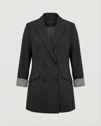 Damen Doppelreihiger Blazer mit kontrastierenden Ärmelaufschlägen EB