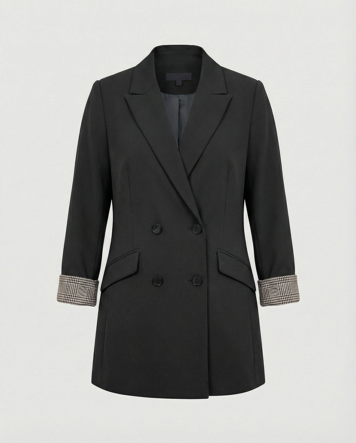 Damen Doppelreihiger Blazer mit kontrastierenden Ärmelaufschlägen EB