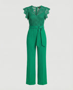 Damen Jumpsuit Spitze elegant weit