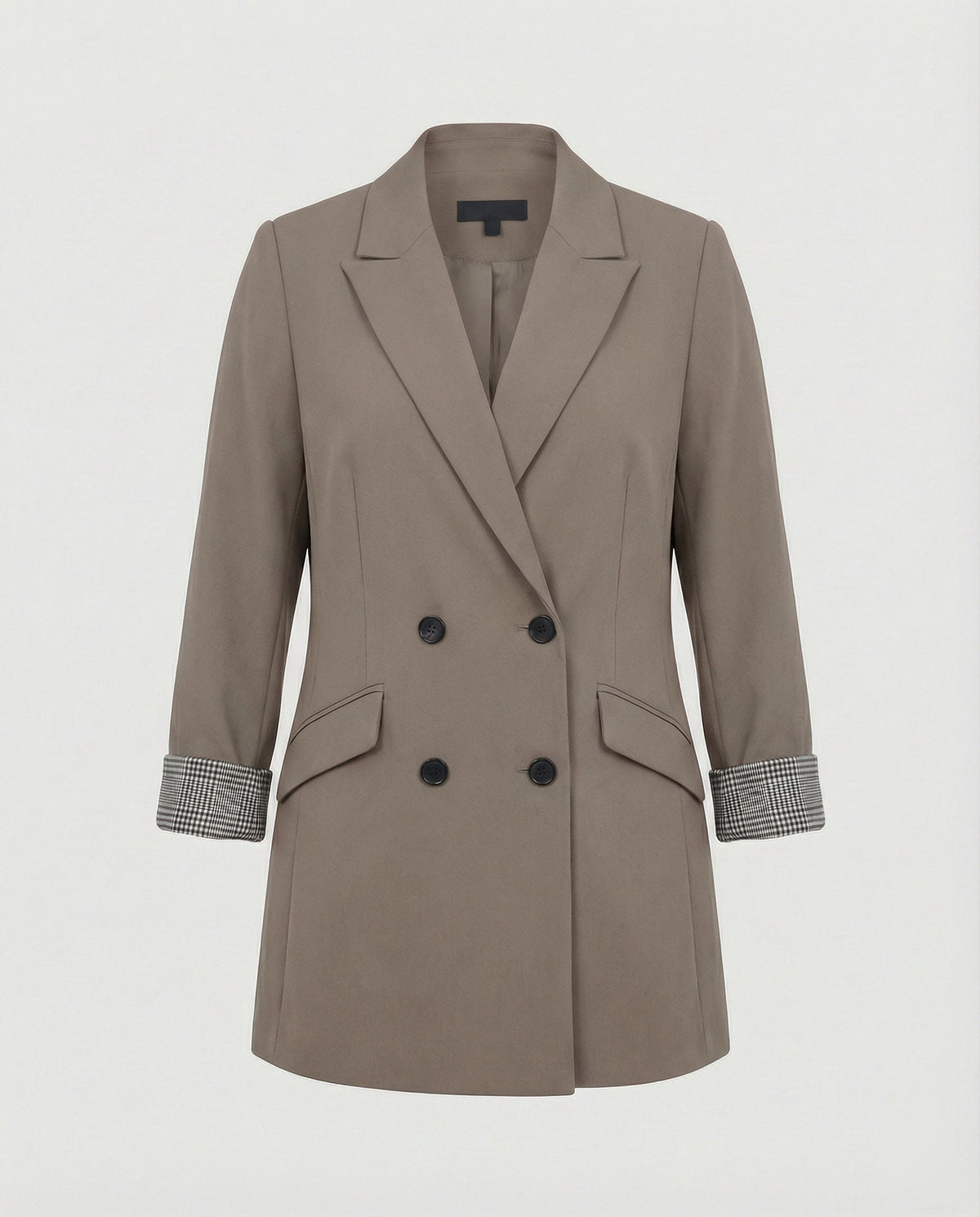 Damen Doppelreihiger Blazer mit kontrastierenden Ärmelaufschlägen EB