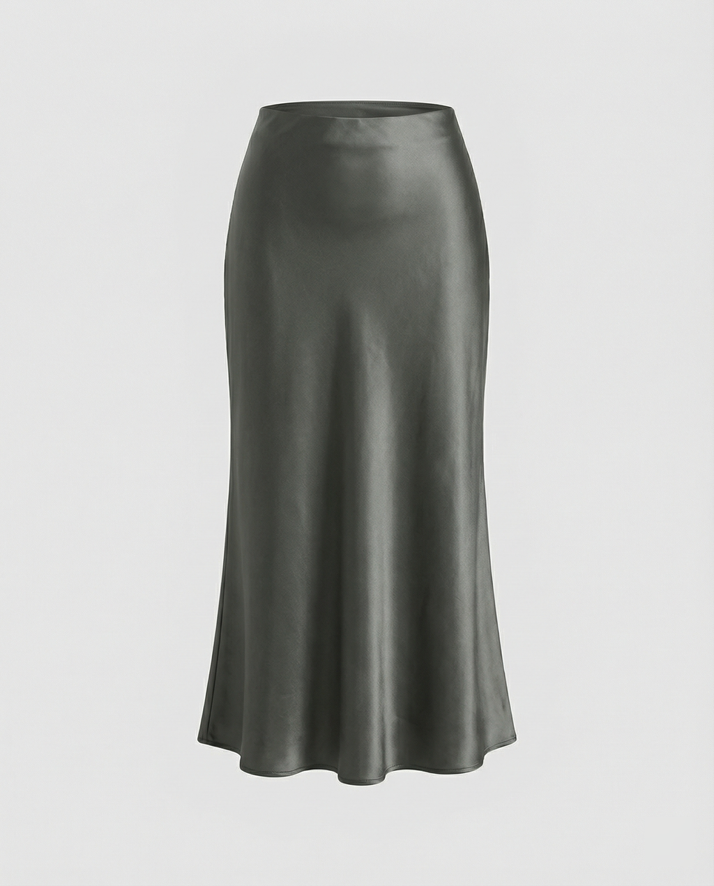 Damen eleganter Satin-Midirock mit fließendem Schnitt und hohem Bund EB