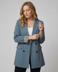 Damen Doppelreihiger Blazer mit kontrastierenden Ärmelaufschlägen EB