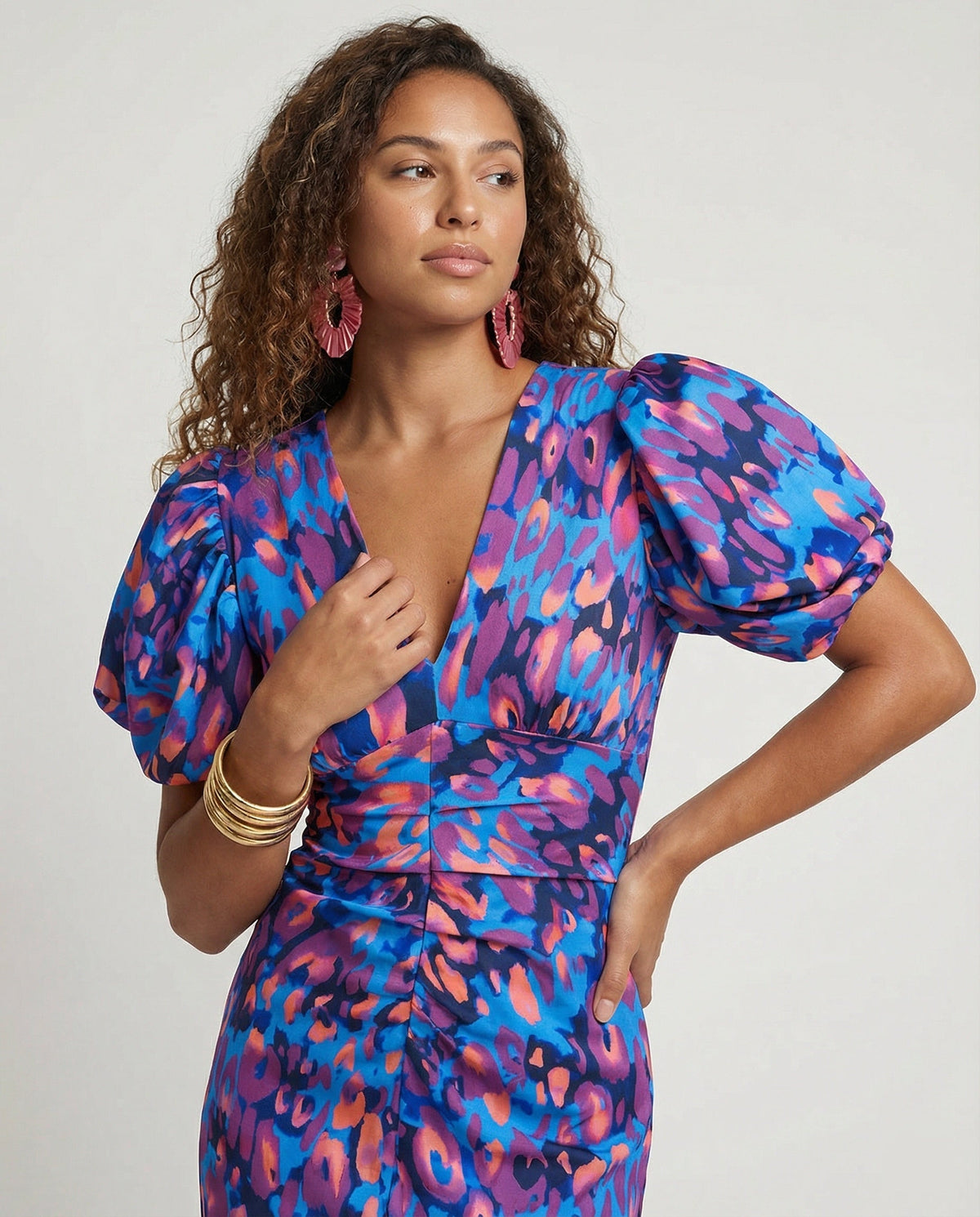 Damen Abendkleid mit voluminösen Puffärmeln EB