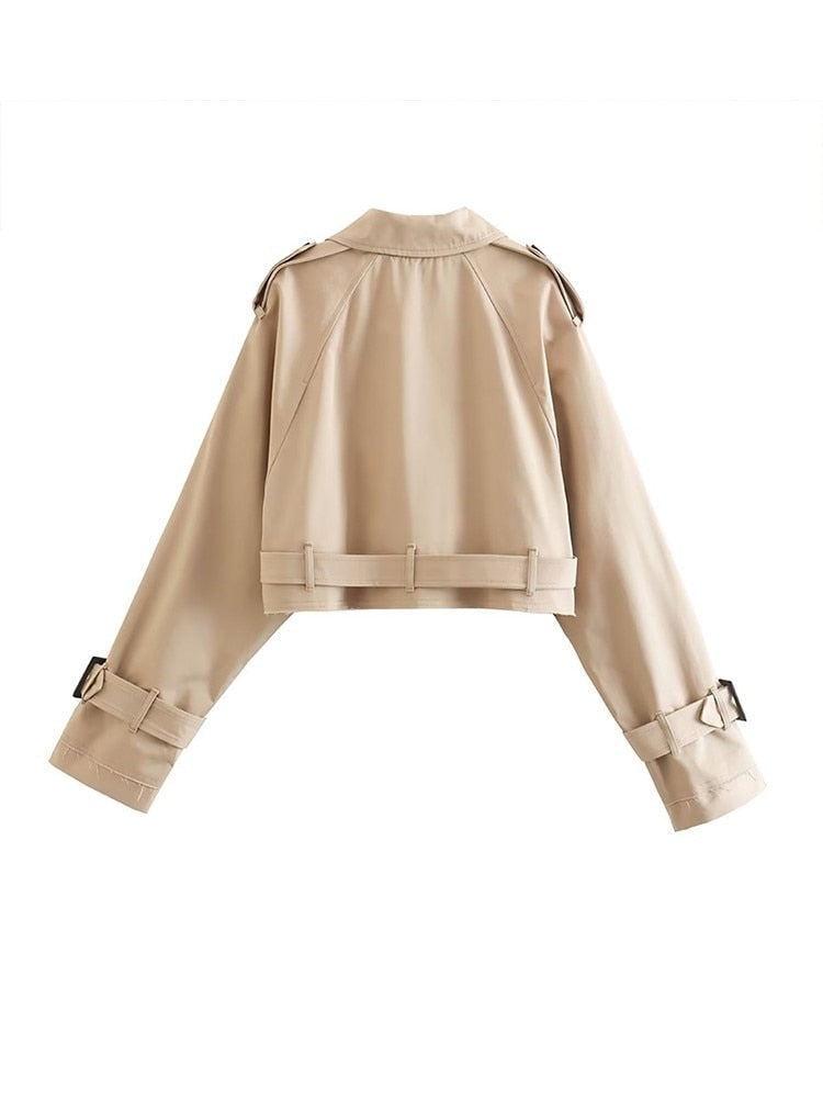 EB | Damen Short Beigefarbener Trenchcoat - Stylisch und Vielseitig