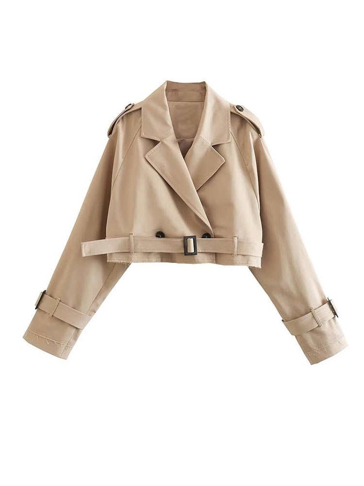 EB | Damen Short Beigefarbener Trenchcoat - Stylisch und Vielseitig